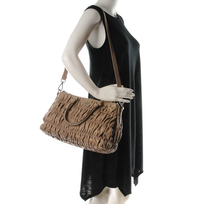 Prada Nappa Gaufre Double Zip Tote Argilla 2 of 15