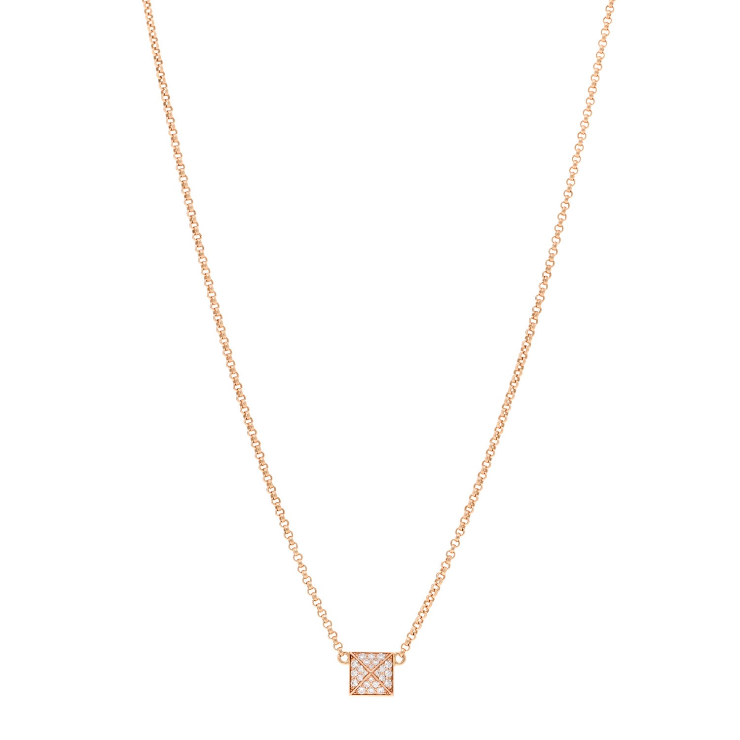 Hermes 18K Rose Gold Diamond Clou d'H Pendant Necklace 1 of 5