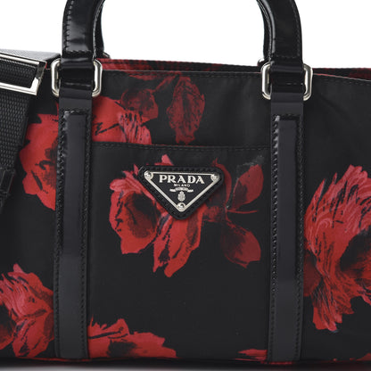 Prada Tessuto Nylon Rose Satchel Black Rosso 9 of 10