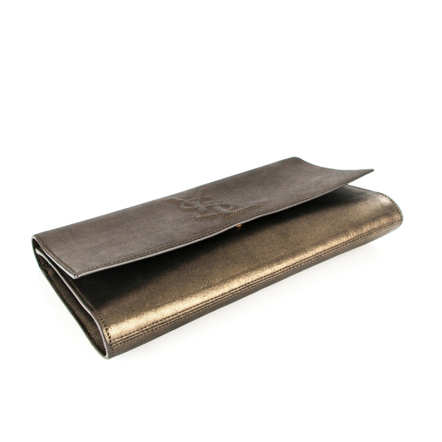 Saint Laurent Metallic Calfskin Monogram Large Belle De Jour Clutch Bronze 4 of 5