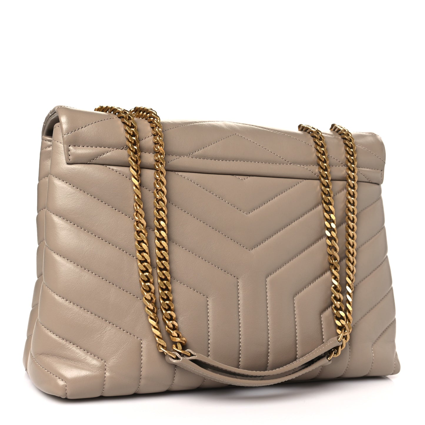 Calfskin Y Quilted Monogram Medium Loulou Chain Satchel Dusty Grey