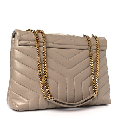 Saint Laurent Calfskin Y Quilted Monogram Medium Loulou Chain Satchel Dusty Grey 3 of 9