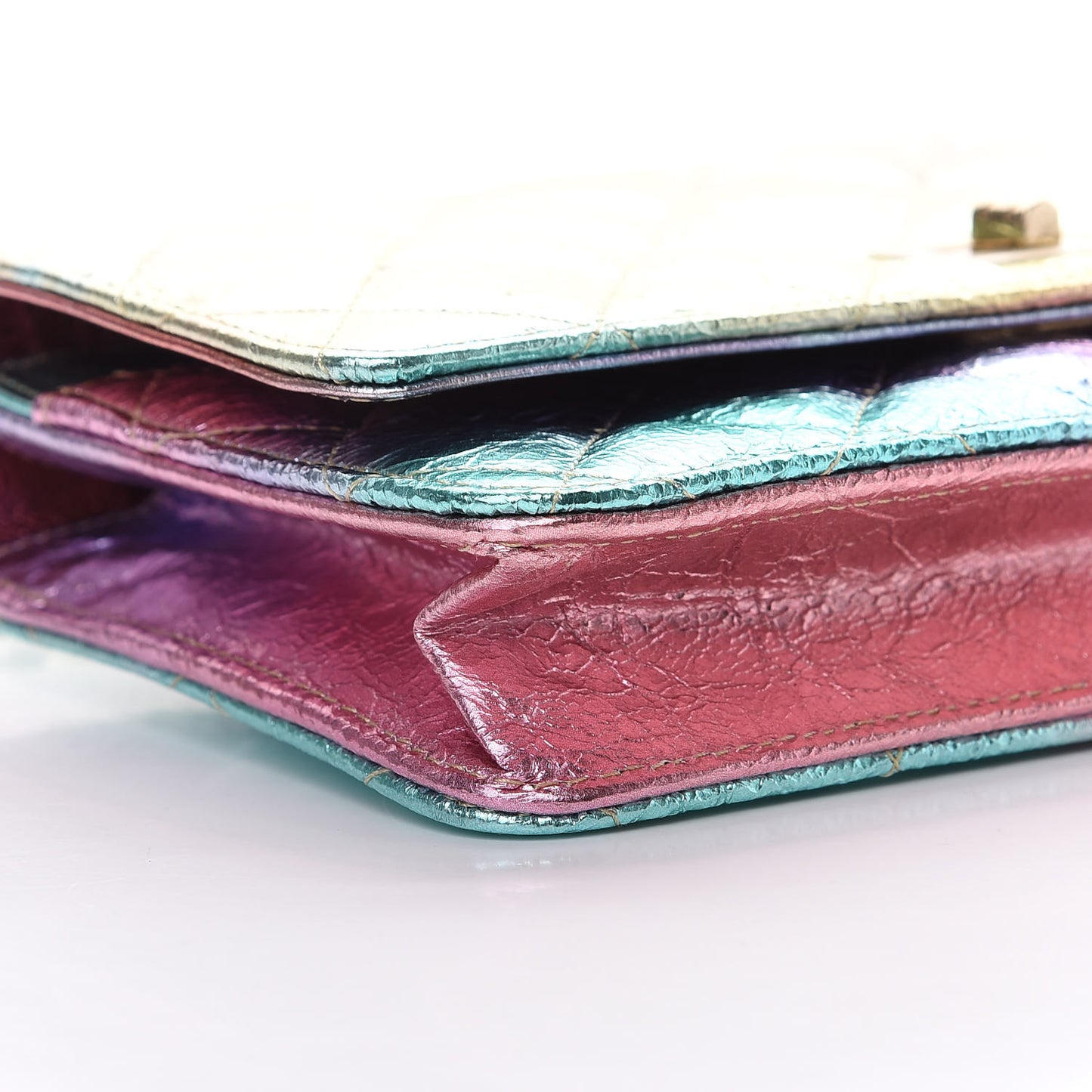 Metallic Goatskin Quilted 2.55 Reissue Wallet on Chain WOC Multicolor