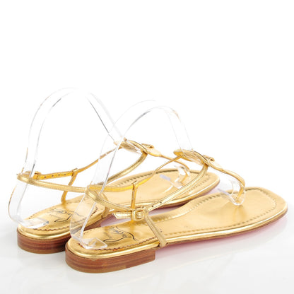 Christian Louboutin Metallic Flat Sandals 38.5 Gold 9 of 12