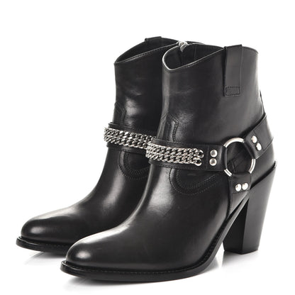 Saint Laurent Calfskin Chain Harness Curtis 80 Ankle Boots 37 Black 3 of 10