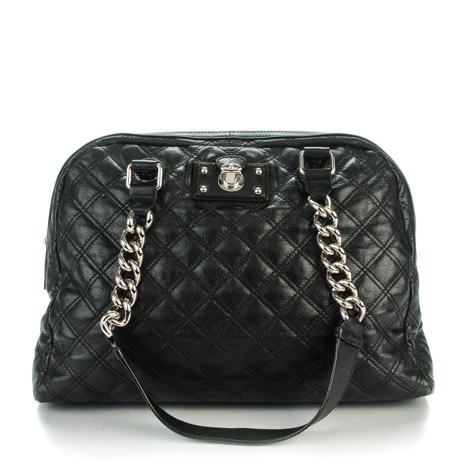 Marc Jacobs Lacquered Goatskin Quilted Karlie Satchel Black 1 of 8