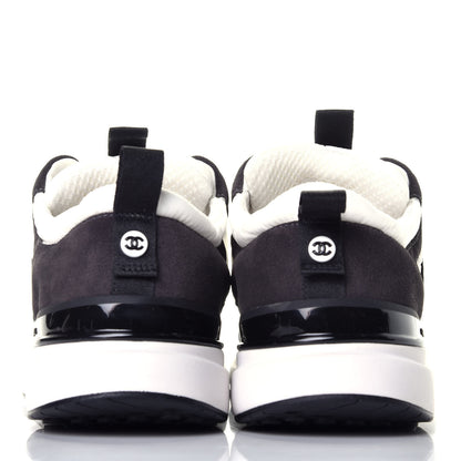 Chanel Nylon Suede Calfskin CC Sneakers 36.5 White Dark Grey 5 of 10