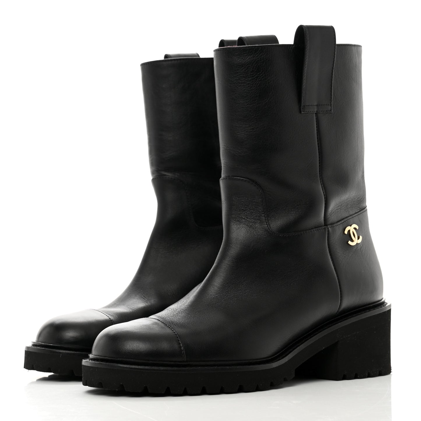Calfskin CC Ankle Boots 36 Black