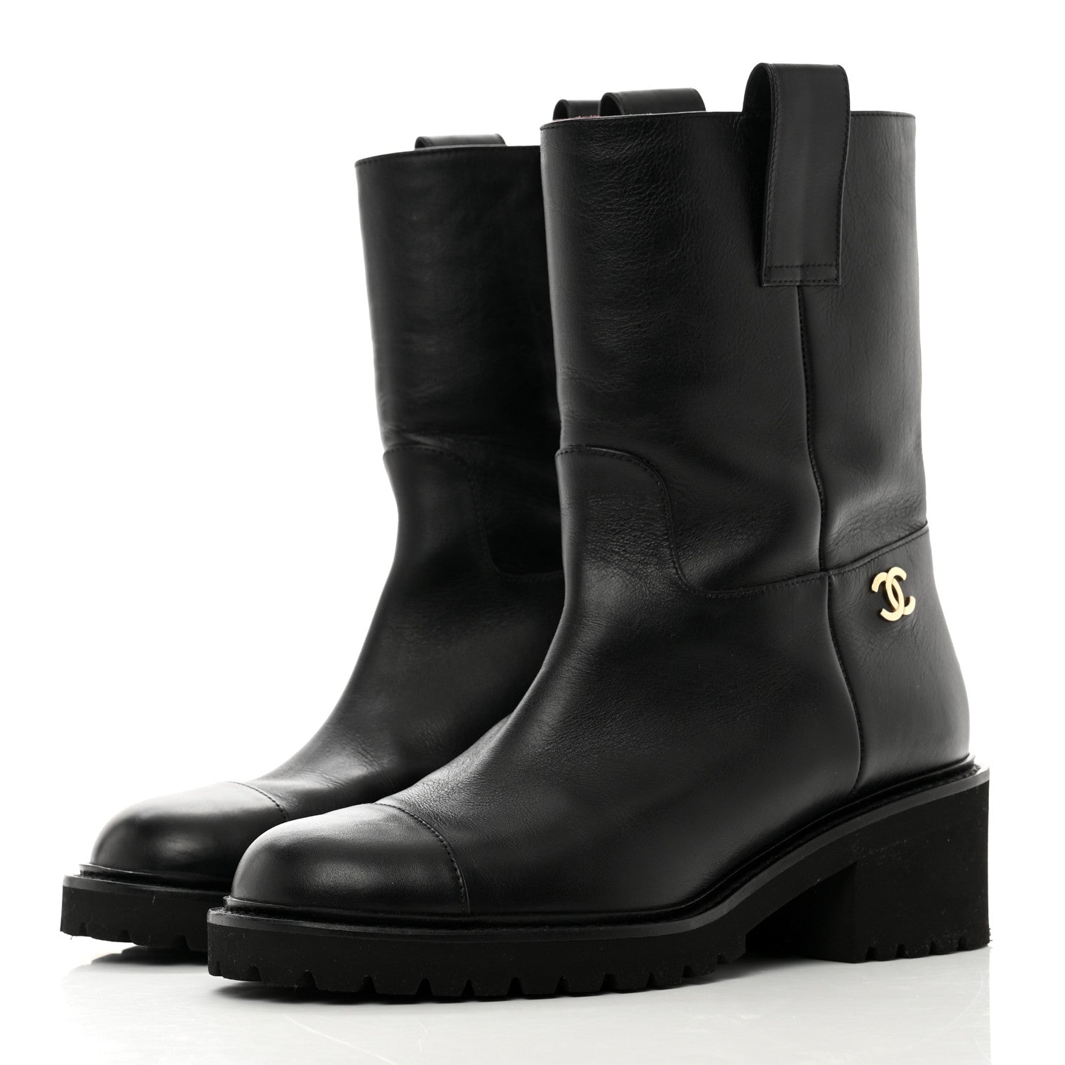 Chanel Calfskin CC Ankle Boots 36 Black 3 of 8