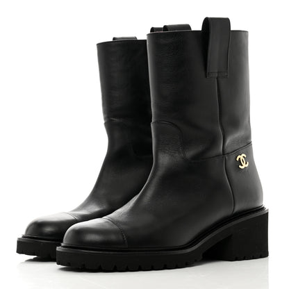 Chanel Calfskin CC Ankle Boots 36 Black 3 of 8