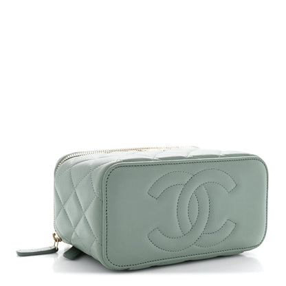 Chanel Lambskin Quilted Small Top Handle Vanity Case With Chain Light Green 3 of 10