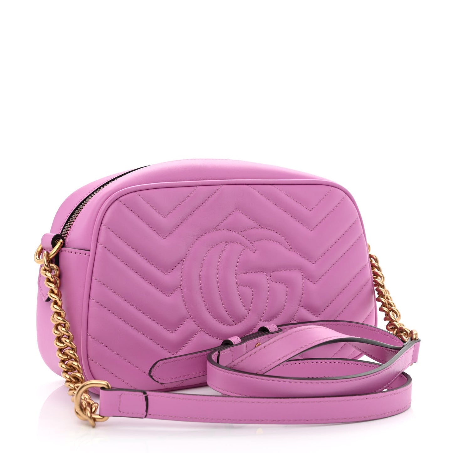 Calfskin Matelasse Small GG Marmont Chain Shoulder Bag Candy Mousse