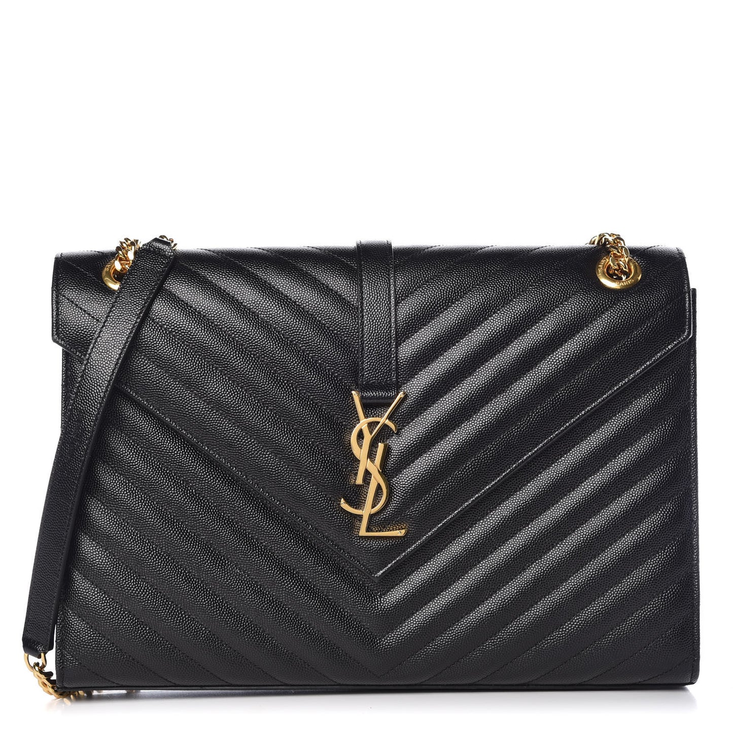 Grain De Poudre Matelasse Chevron Large Monogram Satchel Black