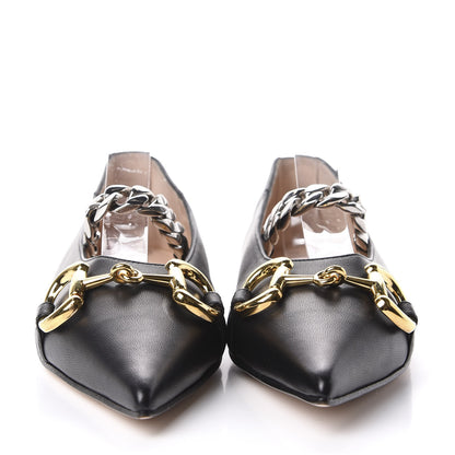 Gucci Nappa Lumiere Deva Horsebit Chain Embellished Flats 38 Black 2 of 9