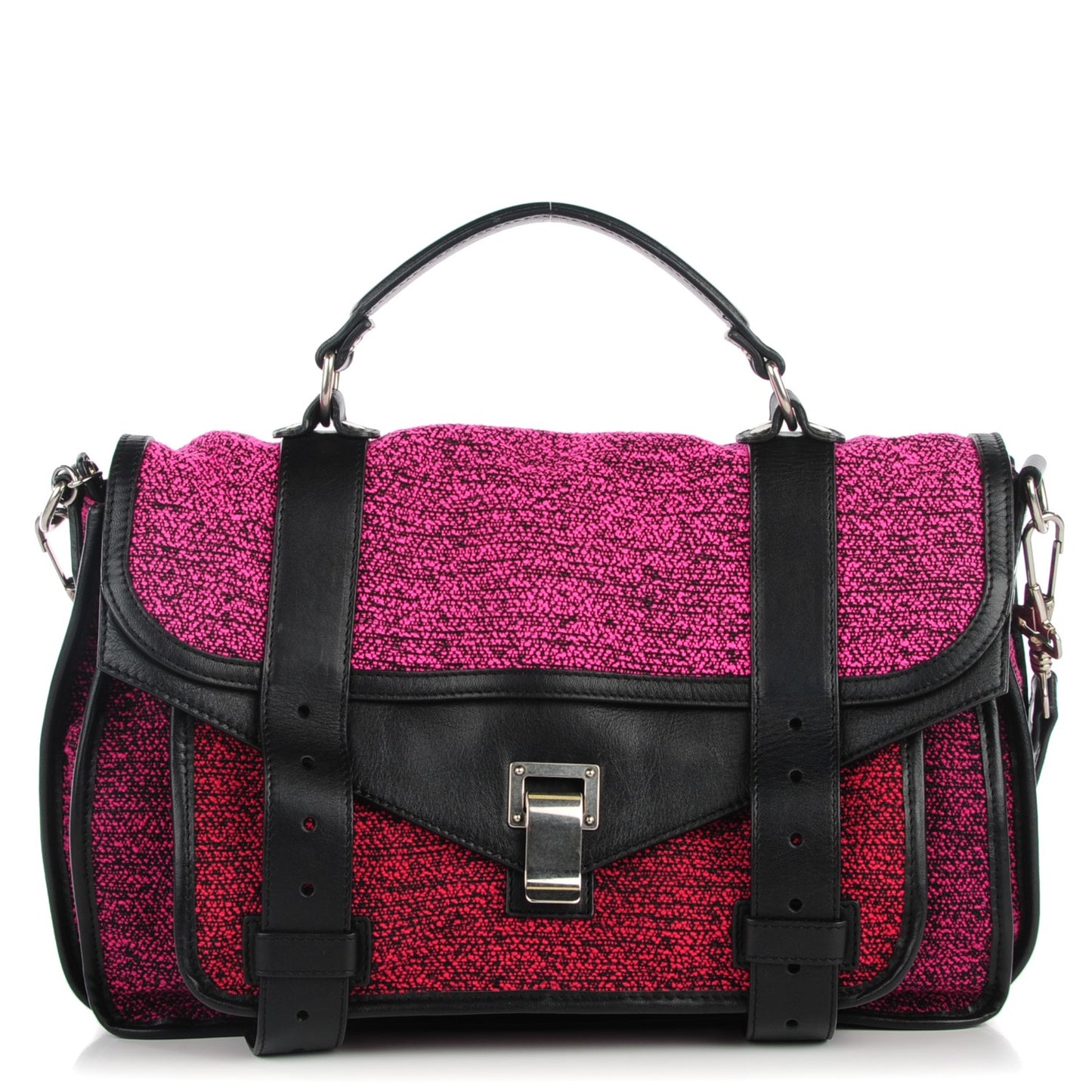 Tweed Lambskin Medium PS1 Satchel Berry Fuxia Pink
