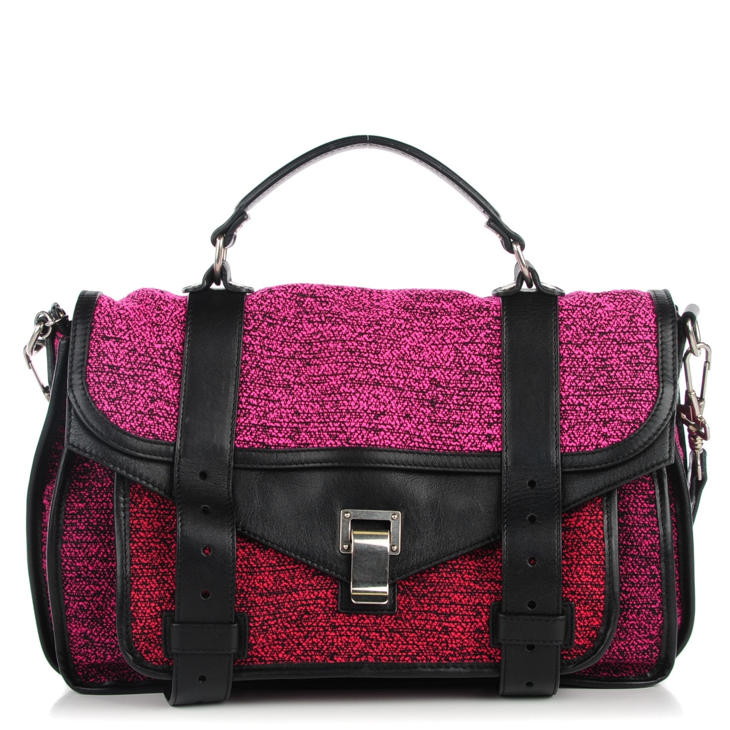 Proenza Schouler Tweed Lambskin Medium PS1 Satchel Berry Fuxia Pink 1 of 10