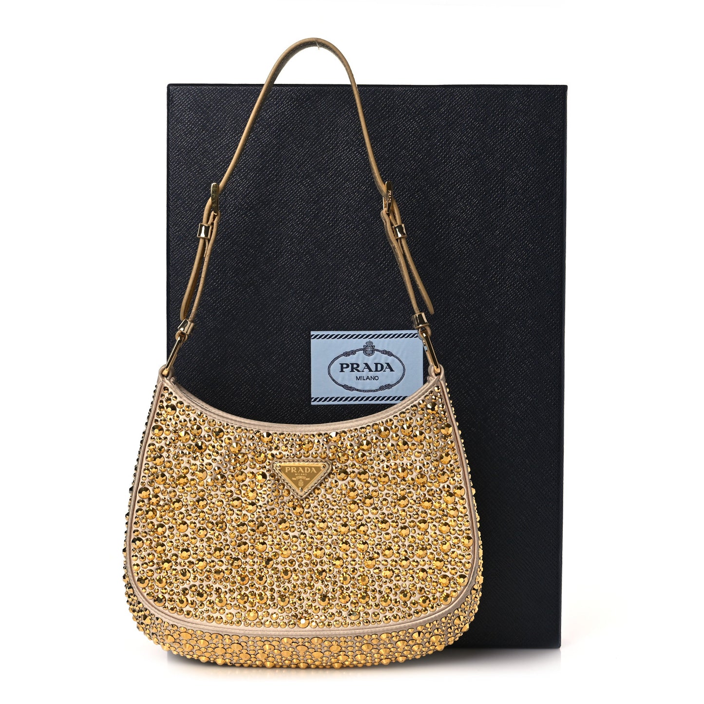 Satin Crystal Cleo Adjustable Strap Shoulder Bag Platino