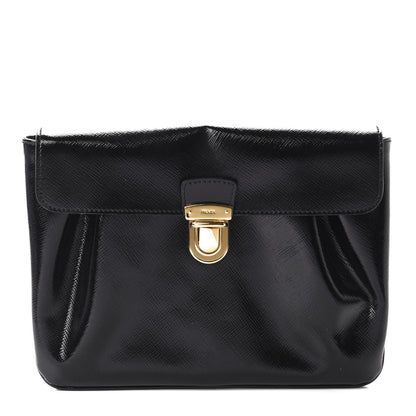 Prada Saffiano Vernice Clutch Black 1 of 11