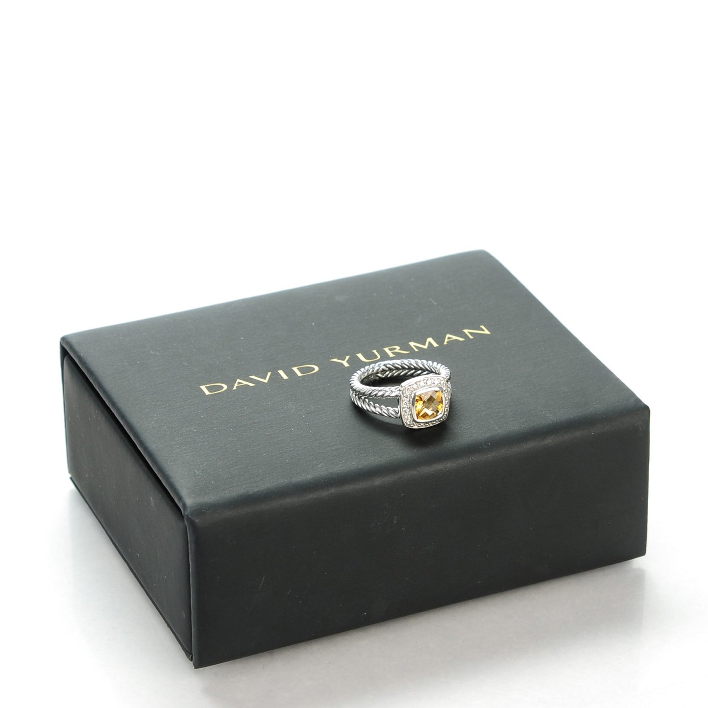 Sterling Silver Diamond Citrine 7mm Petite Albion Ring 54 7