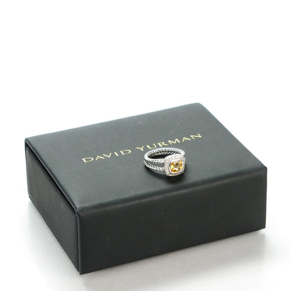 David Yurman Sterling Silver Diamond Citrine 7mm Petite Albion Ring 54 7 4 of 5
