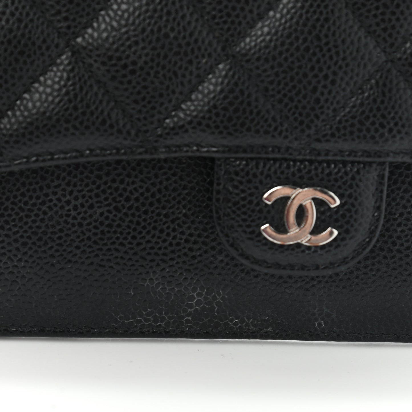 Caviar Quilted Classic Pouch With Handle Black