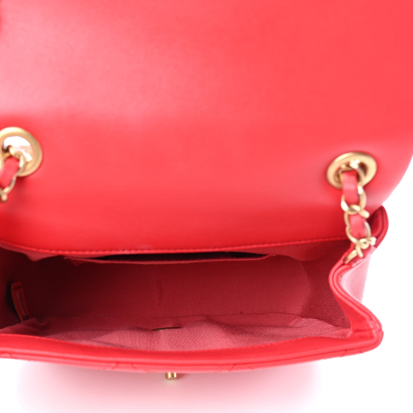 Lambskin Quilted Small Circular Handle Bag Brilliant Rouge