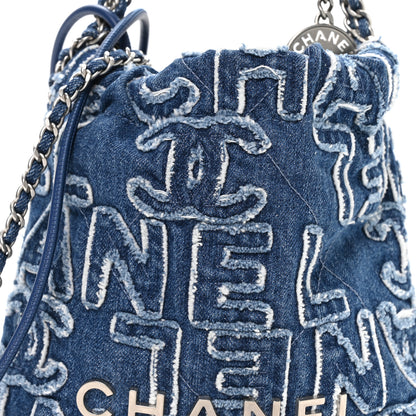 Chanel Washed Denim Logo Embroidered Mini Chanel 22 Blue 8 of 11