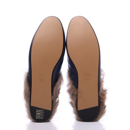 Gucci Malaga Kid Fur Womens Princetown Slippers 39 Blue Agata 5 of 8