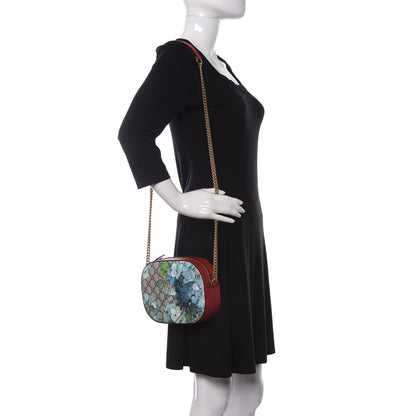 Gucci GG Supreme Monogram Blooms Mini Chain Shoulder Bag Beige Blue Navy Hibiscus Red 2 of 10
