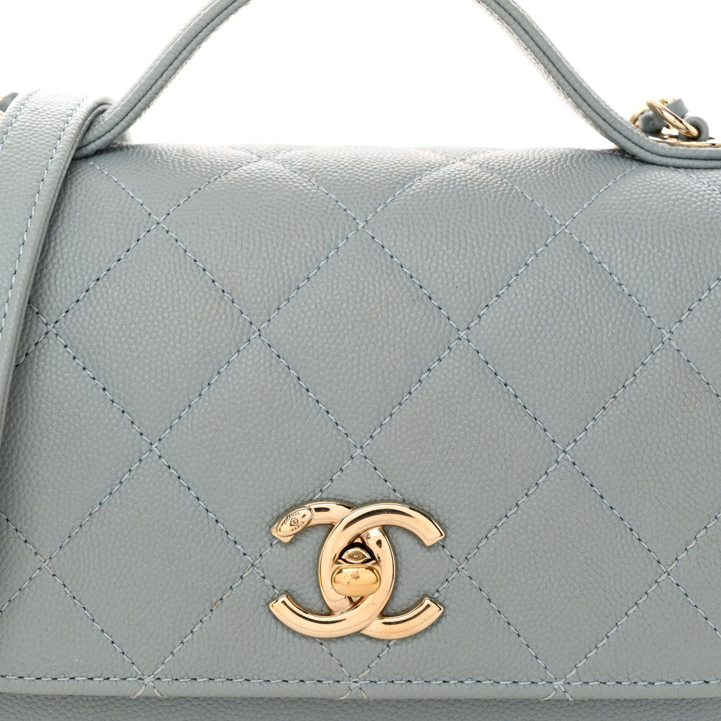 Caviar Quilted Small Business Affinity Flap Light Blue