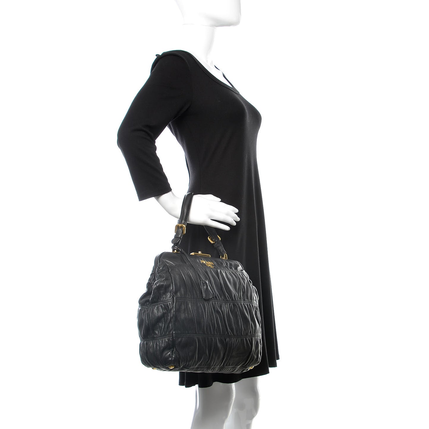 Nappa Dressy Gaufre Framed Tote Black