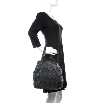 Prada Nappa Dressy Gaufre Framed Tote Black 2 of 10