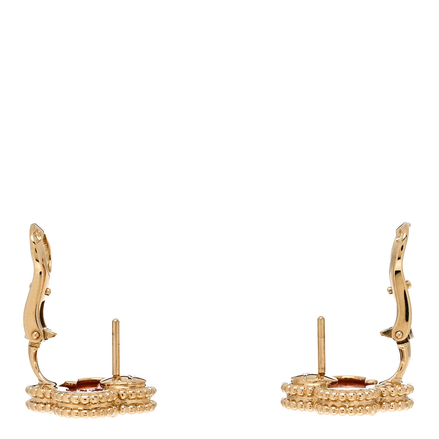 18K Yellow Gold Carnelian Vintage Alhambra Earrings