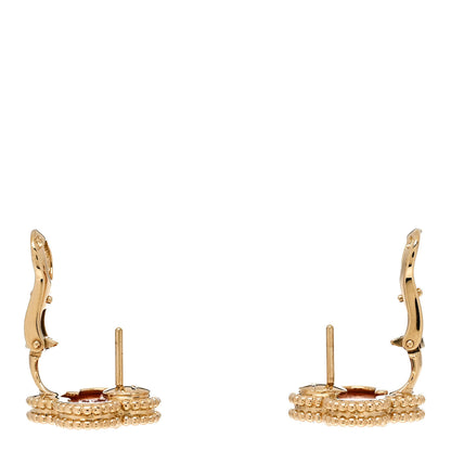 Van Cleef & Arpels 18K Yellow Gold Carnelian Vintage Alhambra Earrings 3 of 5