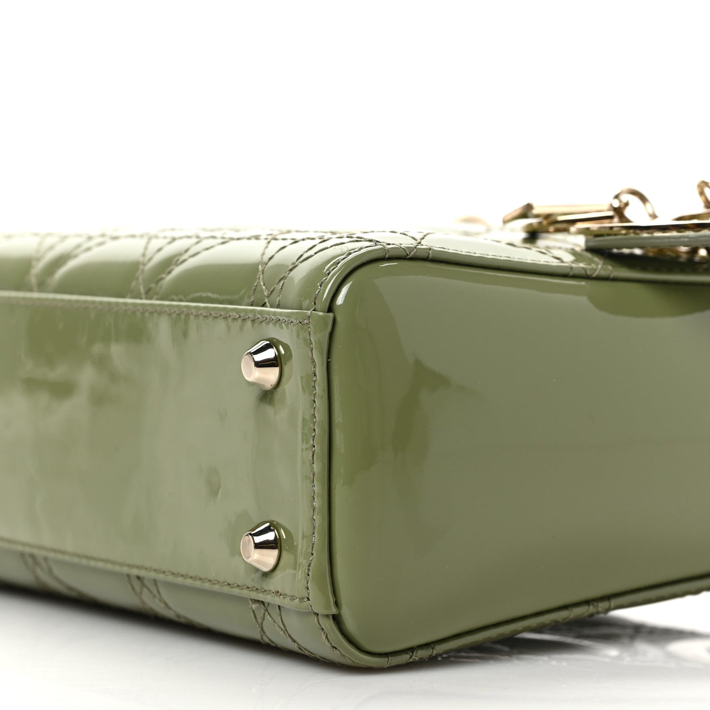 Patent Cannage Mini Lady Dior Dusty Jade