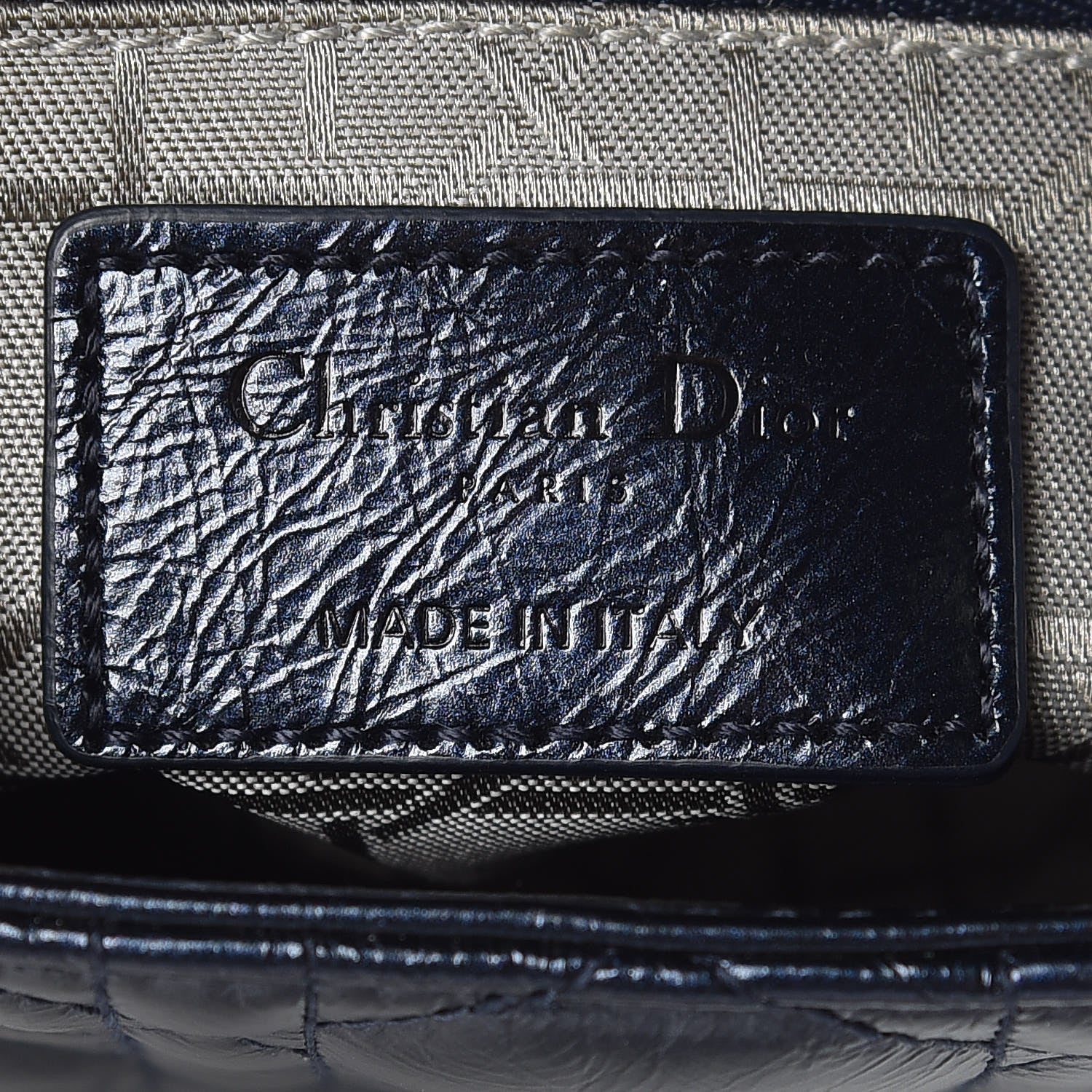 Christian Dior Metallic Calfskin Cannage Mini Lady Dior Marine 6 of 10