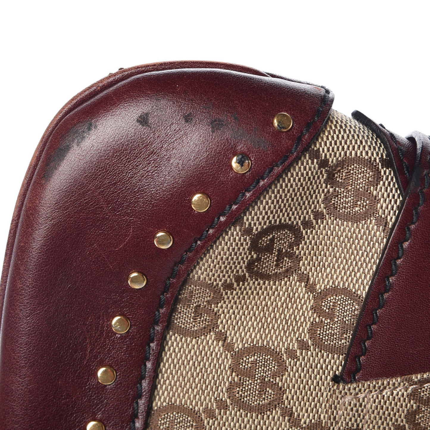 Monogram Studded Large Horsebit Clutch Bordeaux