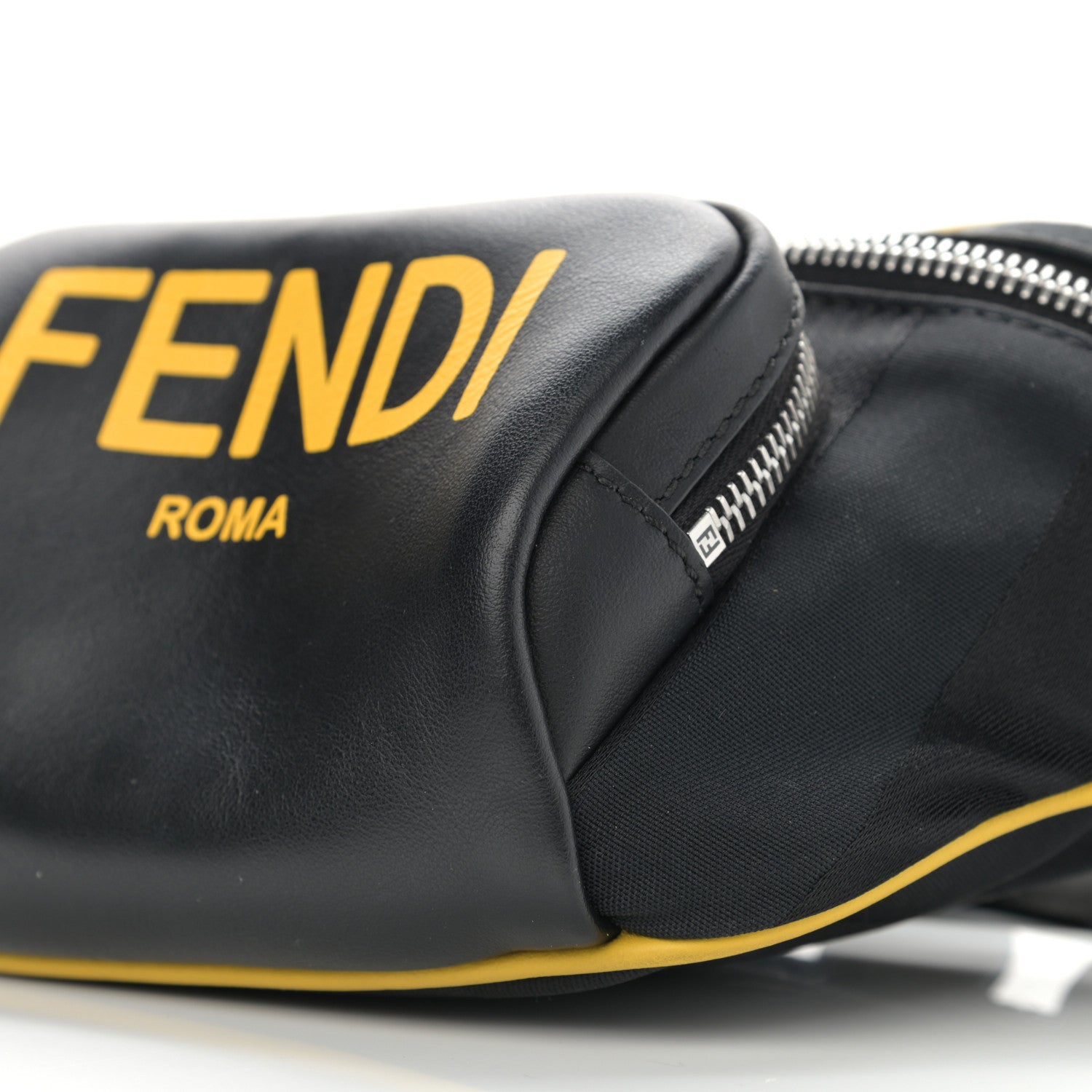 Fendi Recycled Nylon Vitello Grace Light Pequin Logo Pocket Belt Bag Black Sunflower 10 of 12