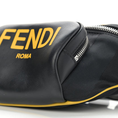 Fendi Recycled Nylon Vitello Grace Light Pequin Logo Pocket Belt Bag Black Sunflower 10 of 12