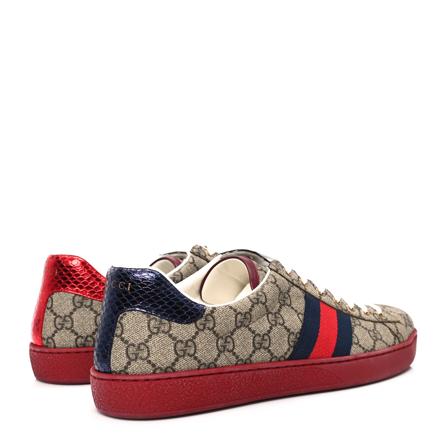 Gucci GG Supreme Monogram Ayers Mens New Ace Low-Top Sneaker 12 Blue Red 5 of 11