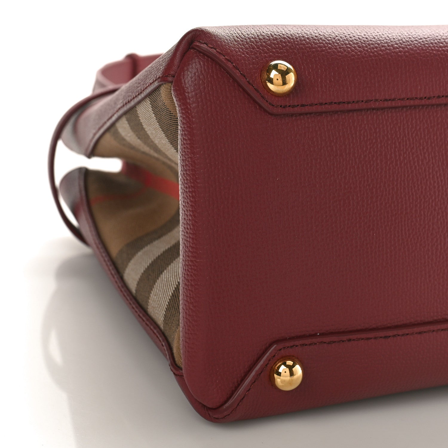 Burberry Grainy Calfskin House Check Medium Banner Tote Mahogany Red 7 of 8