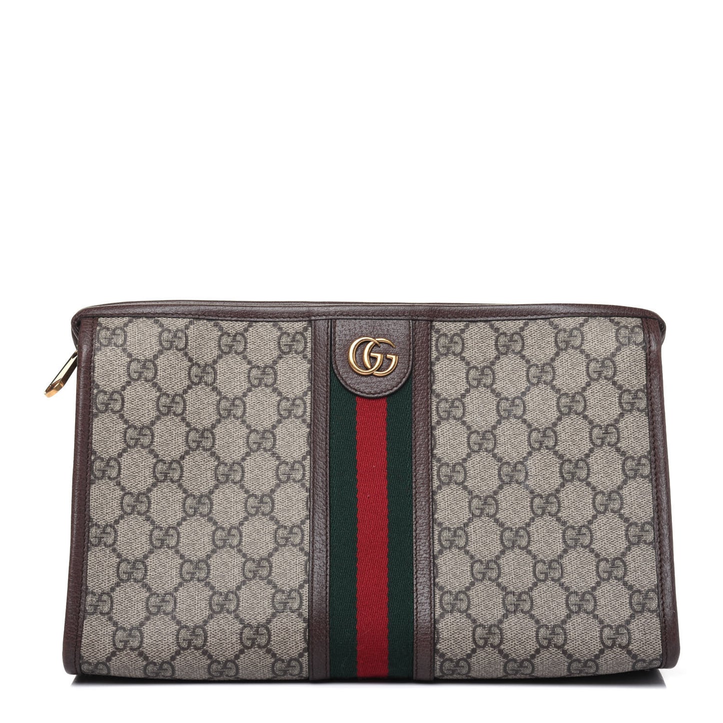 GG Supreme Monogram Web Toiletry Case Brown