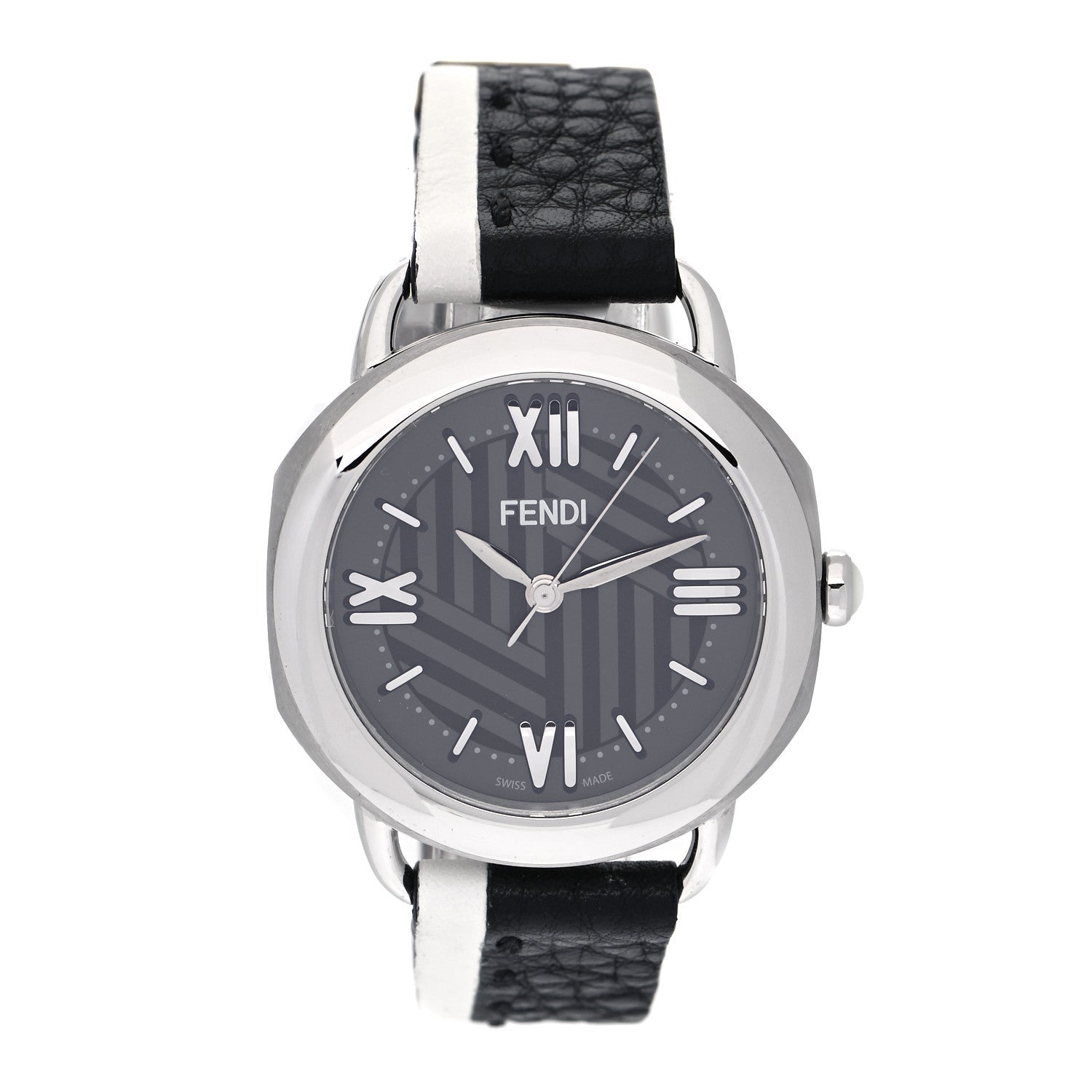 Fendi Stainless Steel Calfskin 38mm Selleria Two Tone Quartz Watch Grey 1 of 4