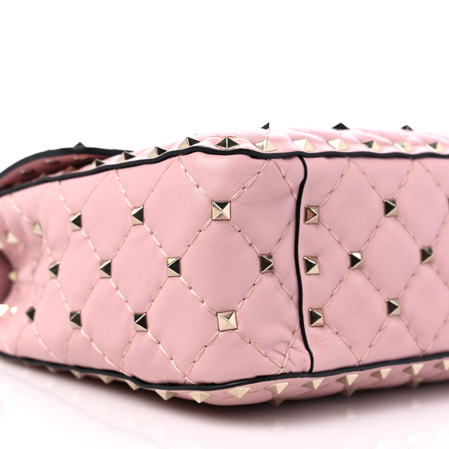 Nappa Medium Rockstud Spike Shoulder Bag Water Rose