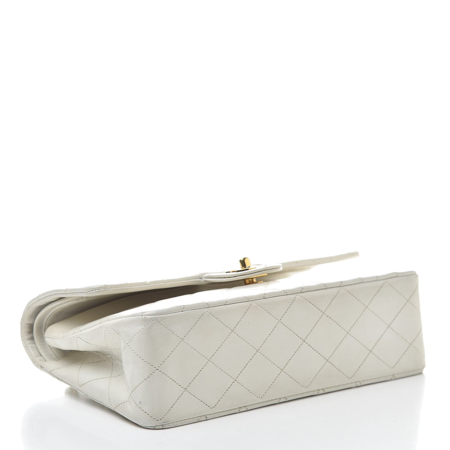 Lambskin Quilted Medium Double Flap White