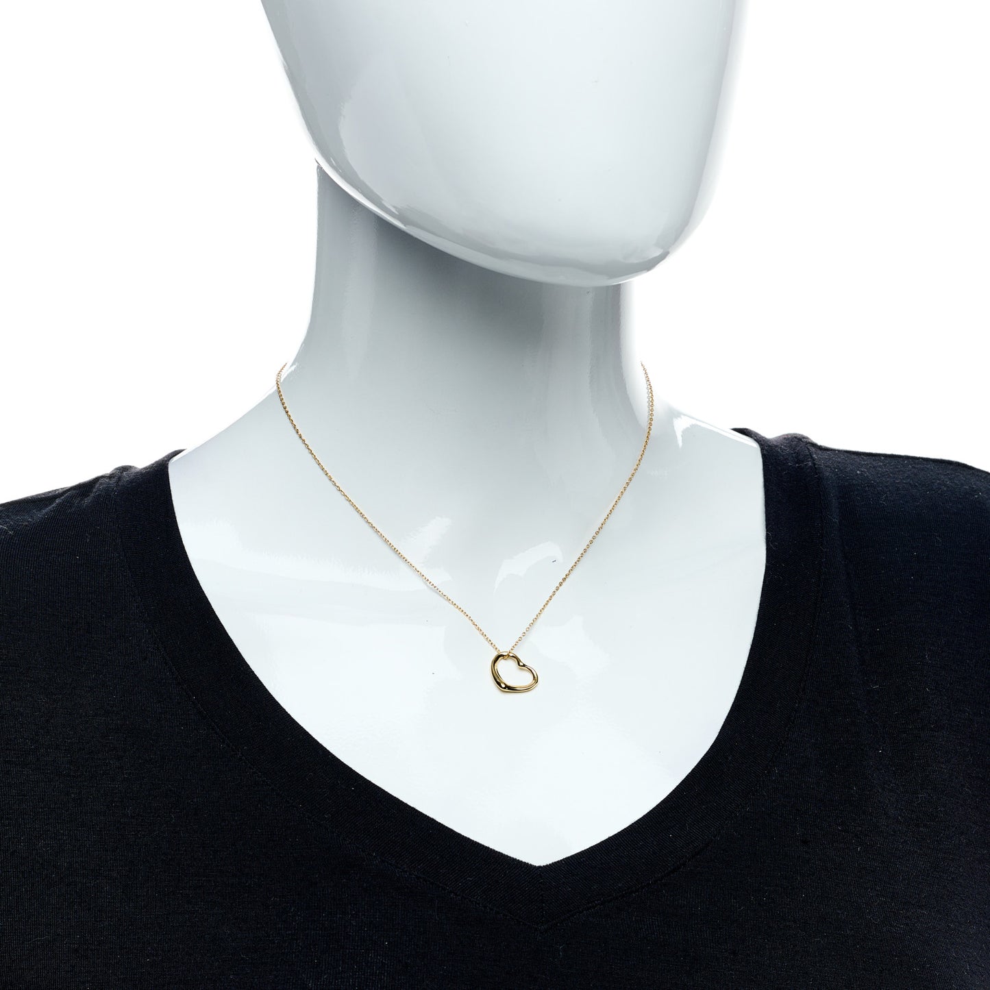 18K Yellow Gold 14mm Elsa Peretti Open Heart Pendant Necklace