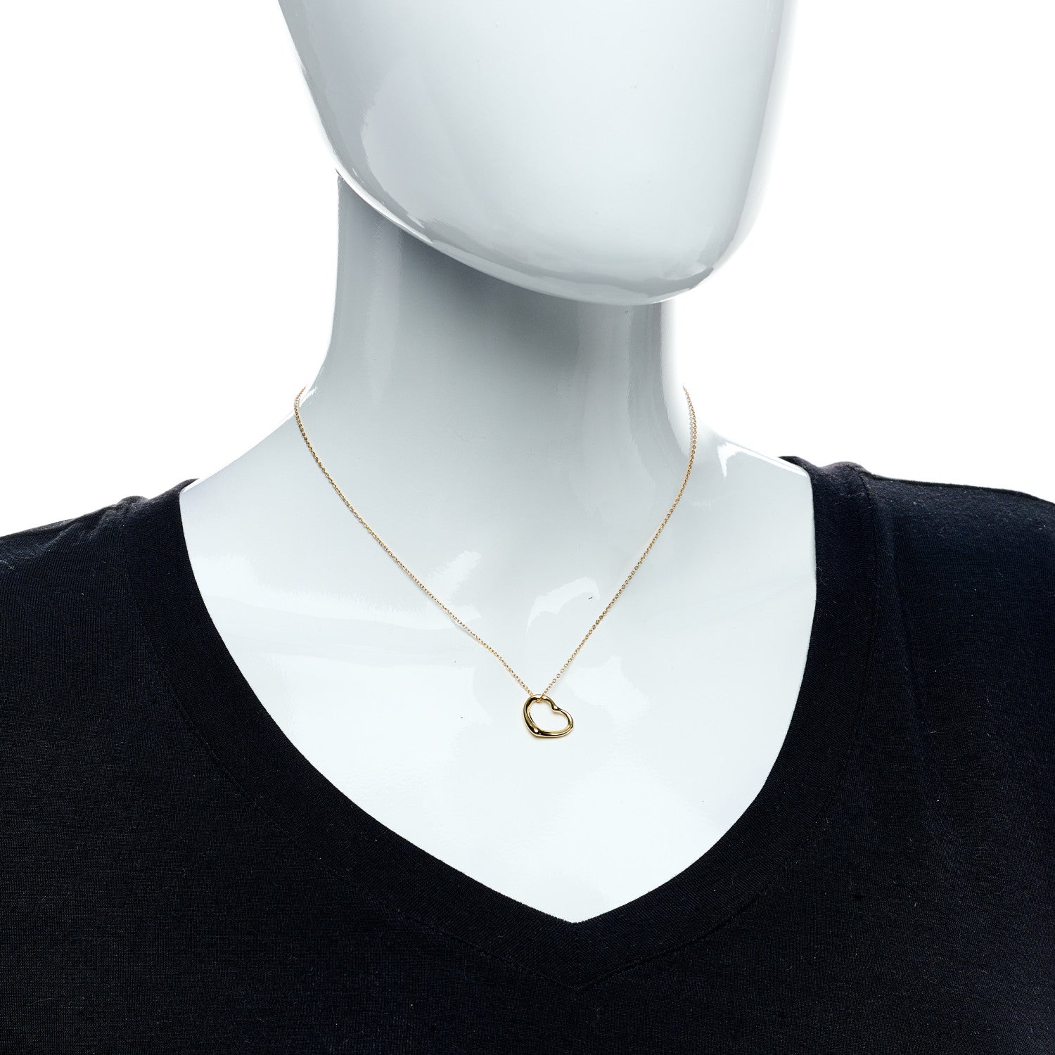Tiffany 18K Yellow Gold 14mm Elsa Peretti Open Heart Pendant Necklace 2 of 6