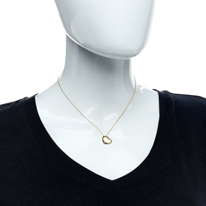 Tiffany 18K Yellow Gold 14mm Elsa Peretti Open Heart Pendant Necklace 2 of 6