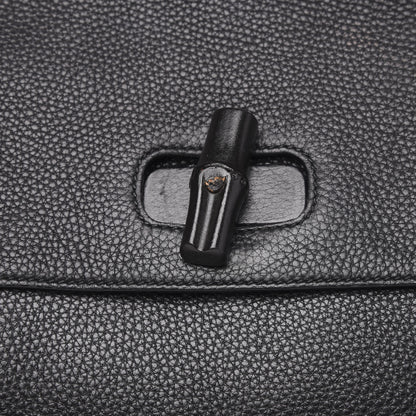 Gucci Pebbled Calfskin Large Bamboo Daily Top Handle Bag Black 9 of 10