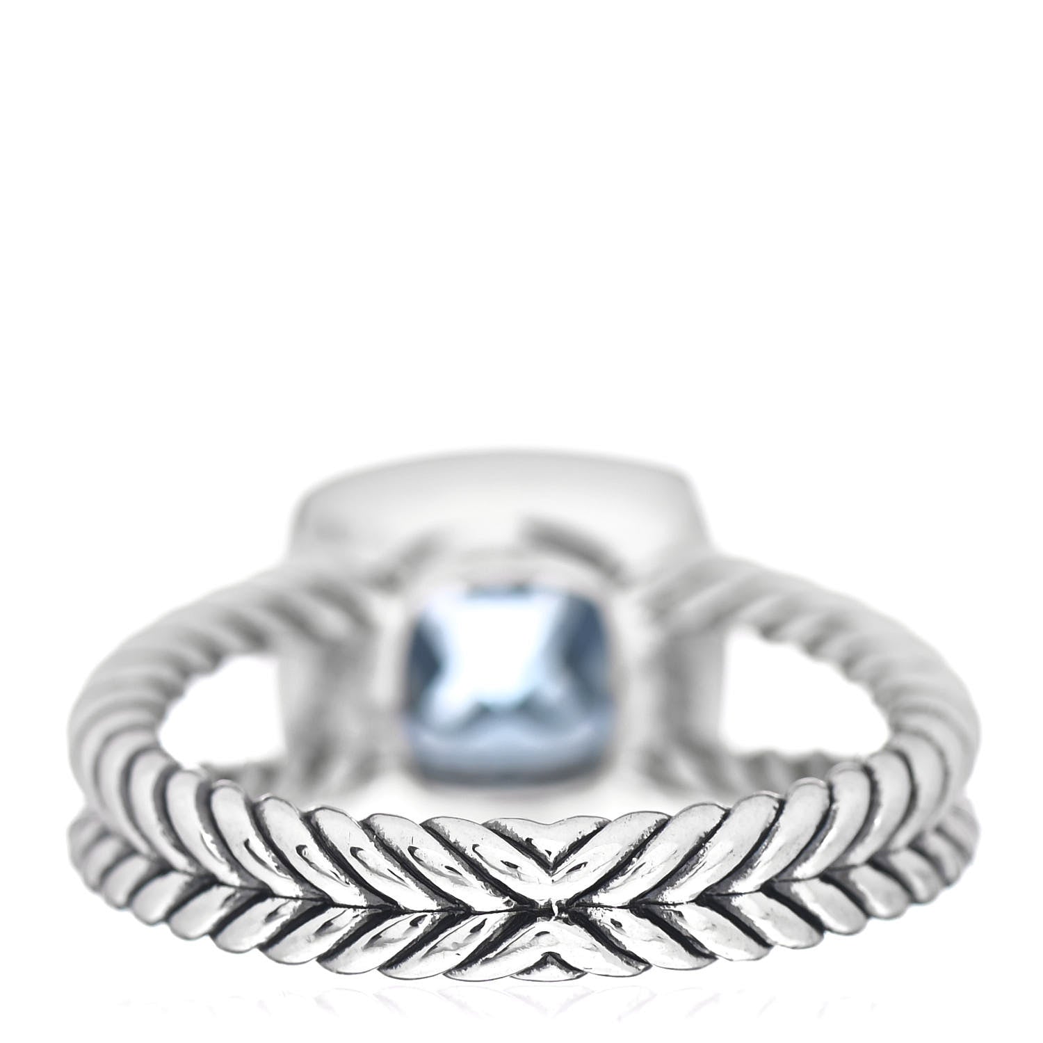 David Yurman Sterling Silver Diamond Blue Topaz 7mm Petite Albion Ring 54 7 4 of 5
